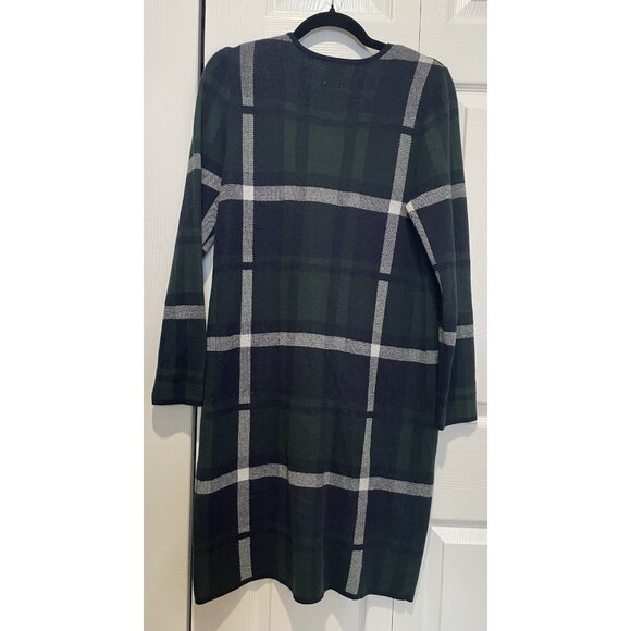 Anne Klein Womens Plaid Open Cardigan Sweater Coat Size S Clasp Preppy Old Money - Picture 2 of 14